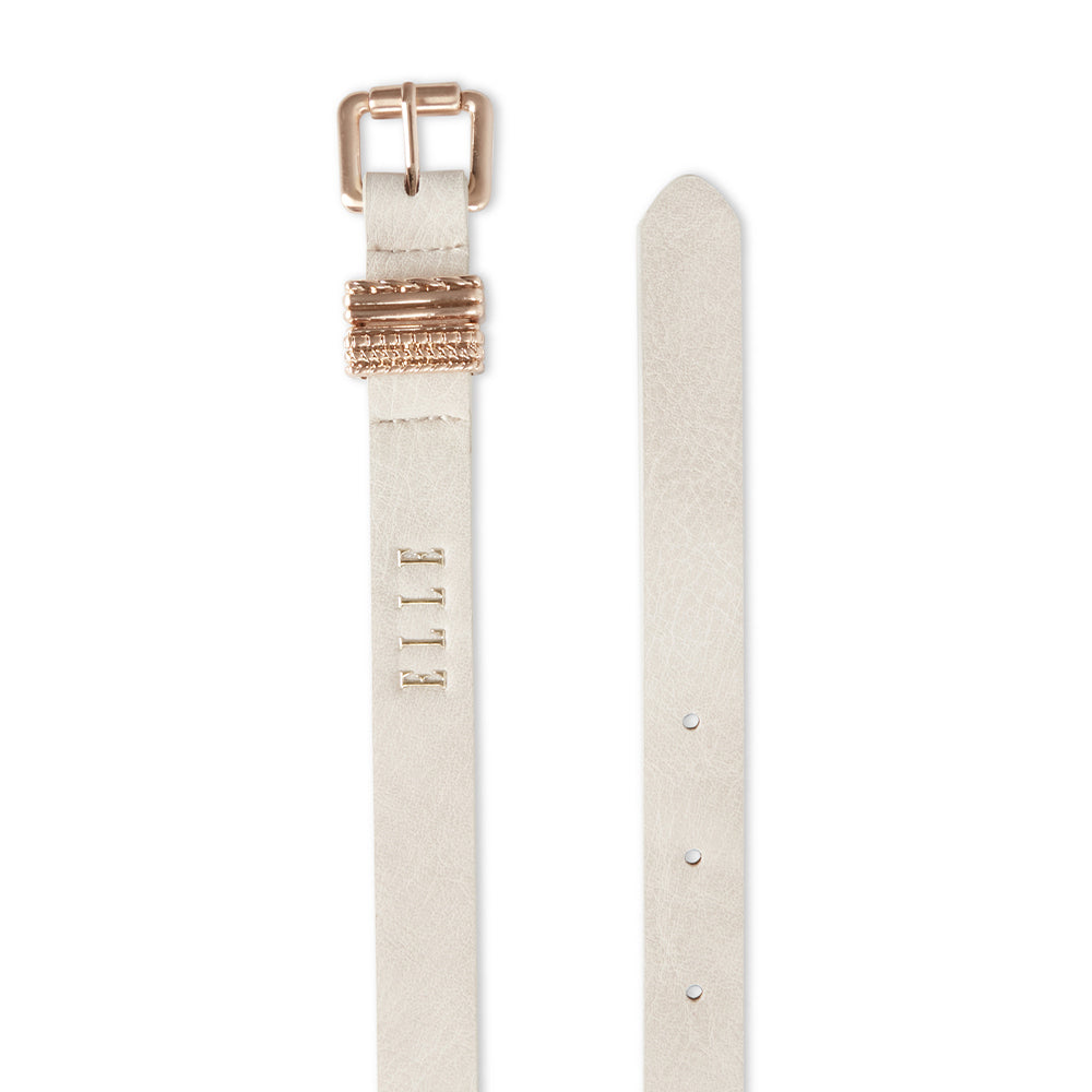 Elle Women's/Ladie's Valerie Slim Grunge Style Chic Fashion Belt Cream Small
