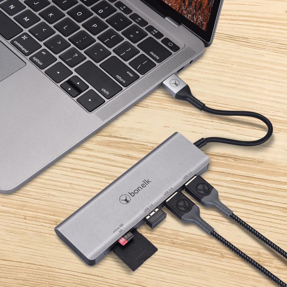 Bon.Elk Bonelk USB 3.0 Long-Life 5-in-1 Multiport Hub Portable Splitter 5Gbps Space Grey — image 2