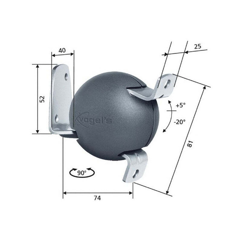 Vogel's ELW6605 Wall Mount Bracket Tilt/Turn Holder For Theatre Speaker Black — image 2