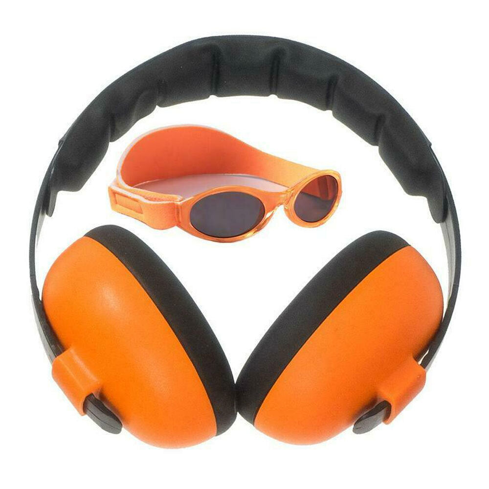 Banz Careware Baby/Kids Sunglasses/Earmuff Ear Protection Mini Combo Orange (2 Pieces)