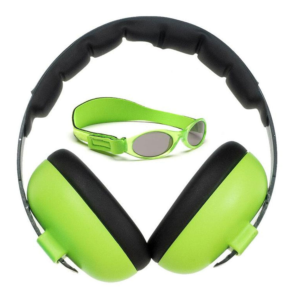 Banz Careware Baby/Kids Sunglasses/Earmuff Ear Protection Combo Peridot/Lime (2 Pieces)