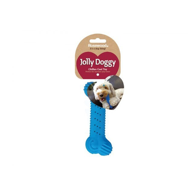 Rosewood Blue 17cm Chillax Cool Bone Interactive Pet Dog Fun Play Fetch Toy