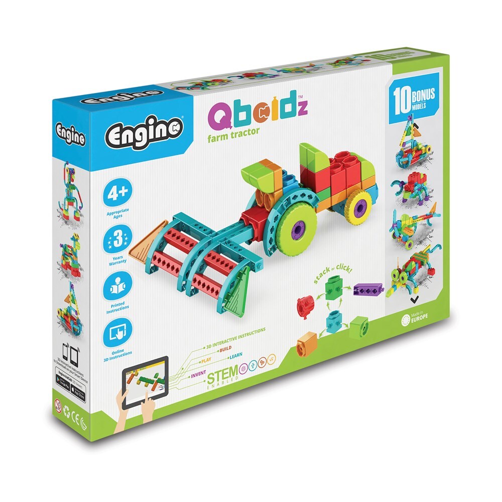 Engino Qboidz Farm Tractor Build/Play Stackable Blocks Pretend Kids Toy 4y+
