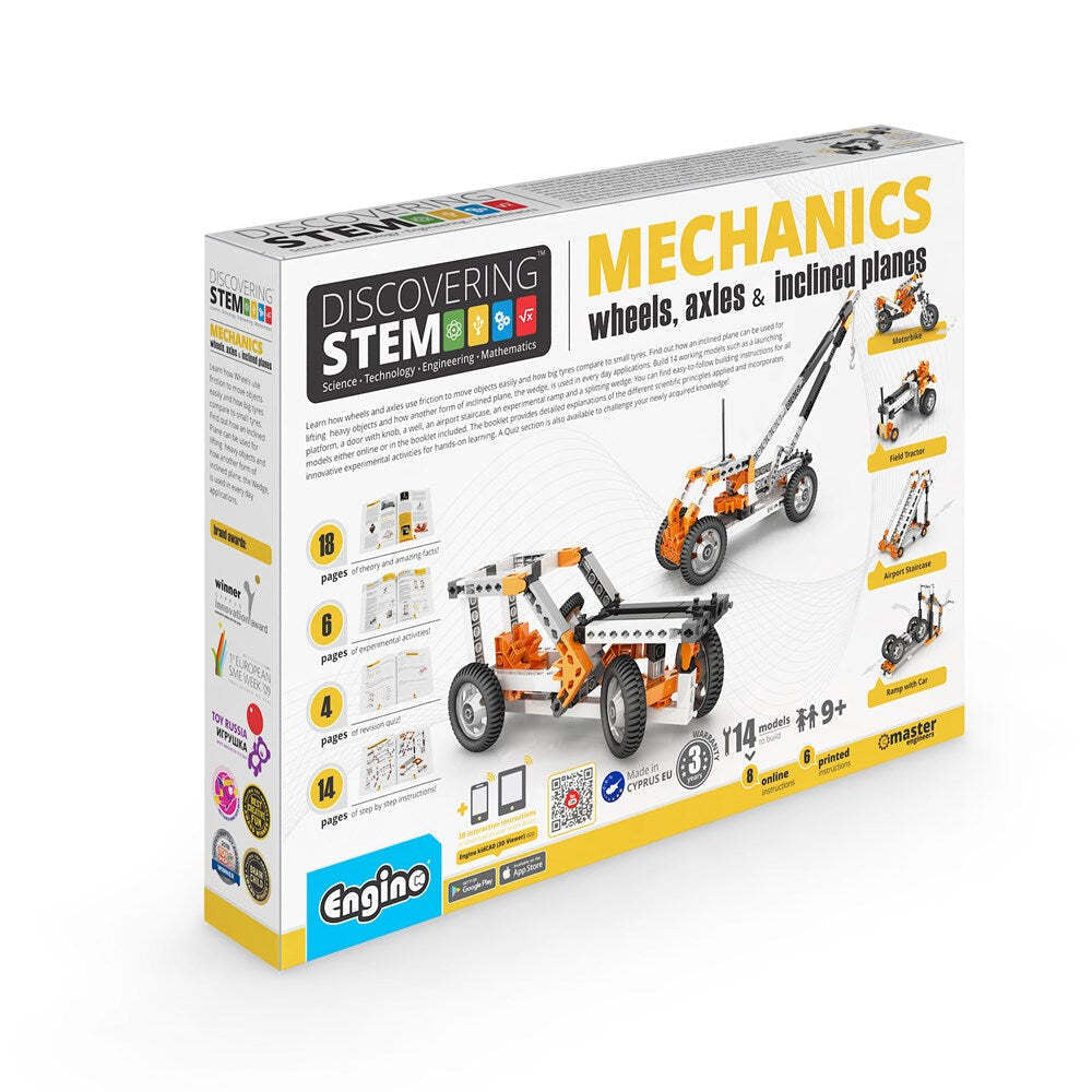 Engino Discovering STEM Wheels/Axles/Inclined Planes Building Toy Kit Set 9+