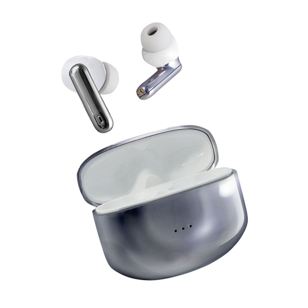 Laser Noise Cancelling TWS Earbuds Wireless Battery Level Indicator Silver