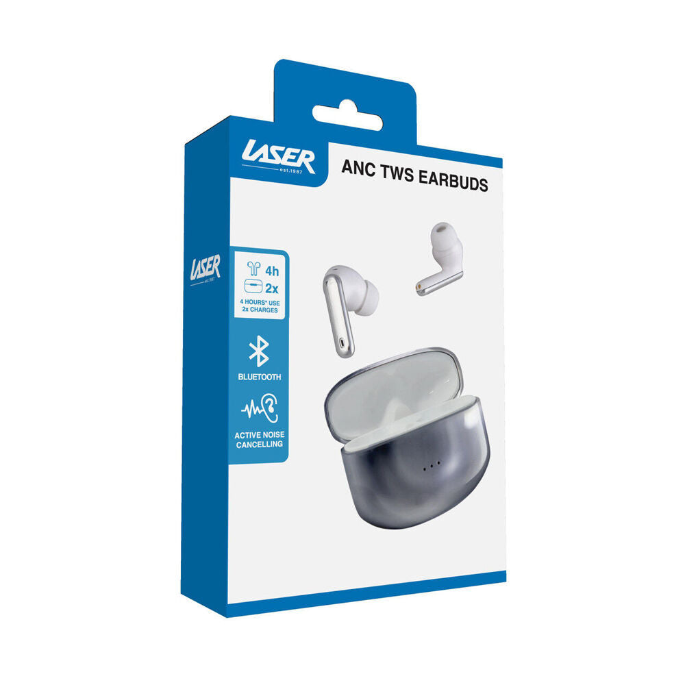 Laser Noise Cancelling TWS Earbuds Wireless Battery Level Indicator Silver — image 2