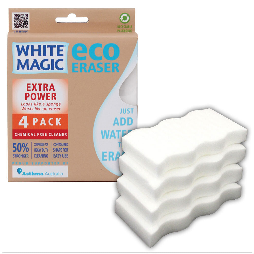 White Magic Extra Power 11x7cm Sponge Kitchen Surface Cleaner Dirt Remover (4 Pieces)