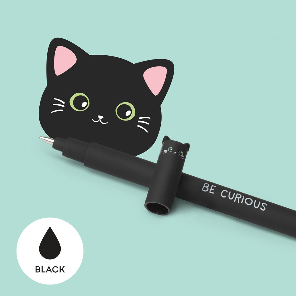 Legami Erasable Gel Pen Rollerball Friction Writing Stationery Kitty Black Ink — image 2
