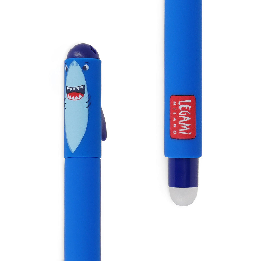Legami Erasable Gel Pen Rollerball Friction Writing Stationery Shark Blue Ink — image 3