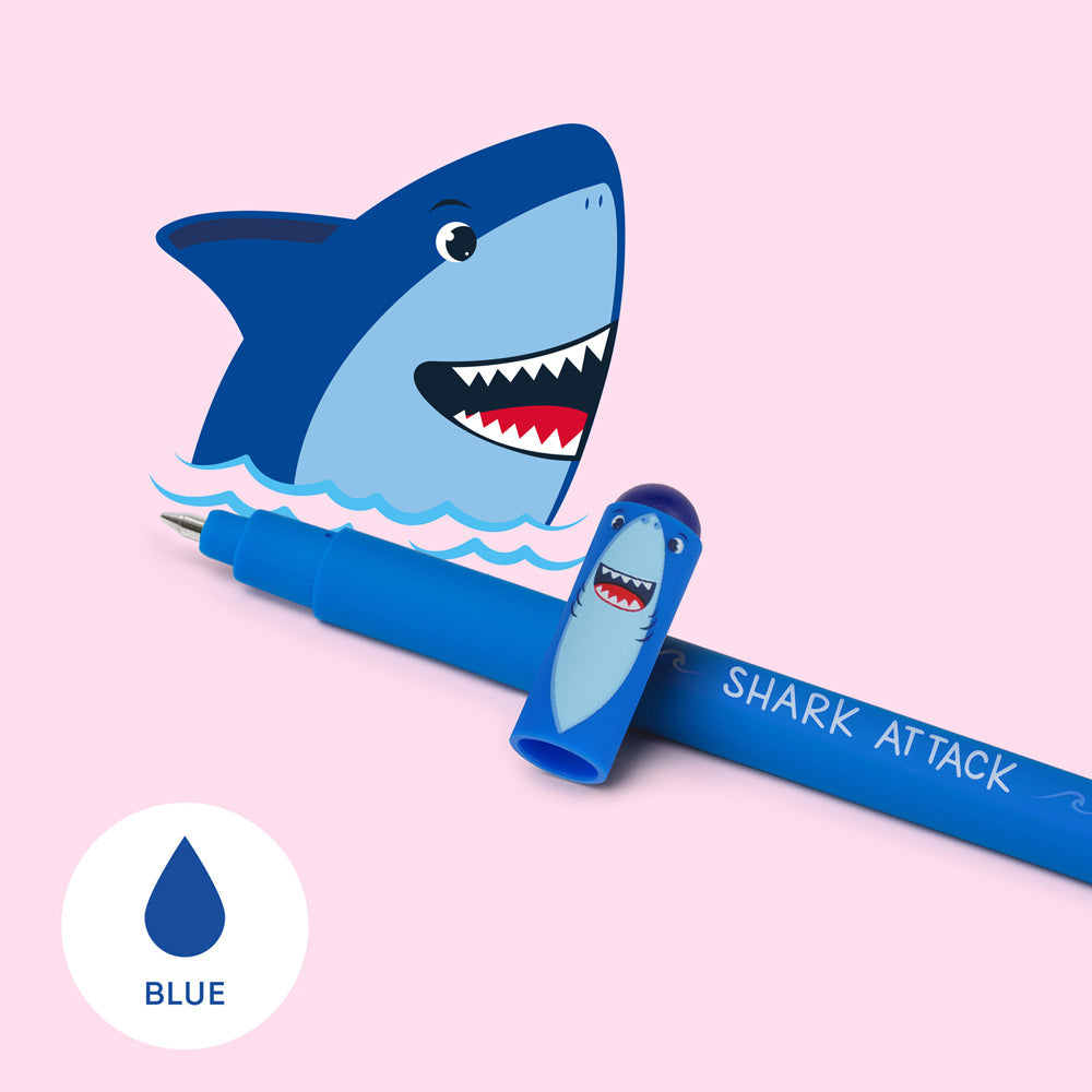 Legami Erasable Gel Pen Rollerball Friction Writing Stationery Shark Blue Ink — image 2