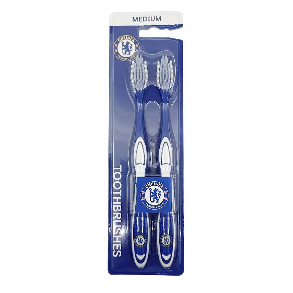 Chelsea Football Club EPL Chelsea F.C. Adults Medium Bristle Toothbrush Dental Teeth Oral Care (2 Pieces)