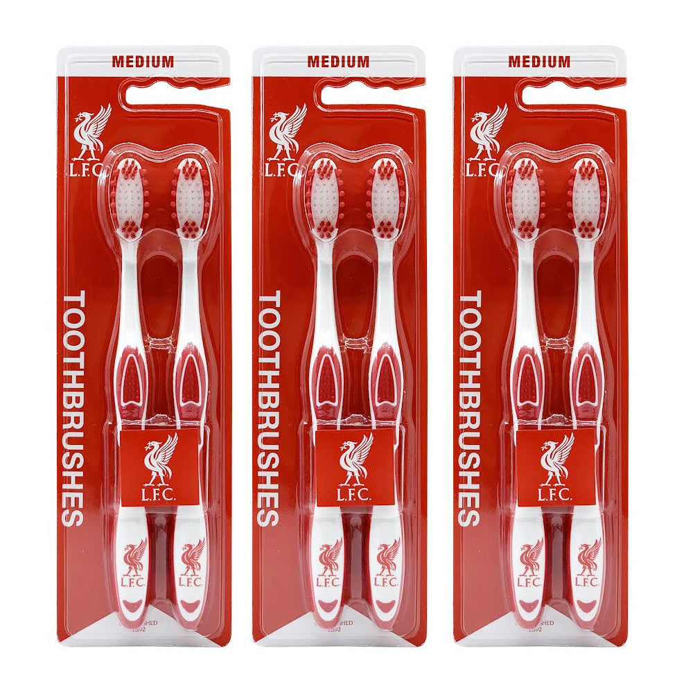 Liverpool Football Club EPL Liverpool F.C. Medium Bristle Toothbrush Dental Teeth Oral Care Hygiene (6 Pieces)