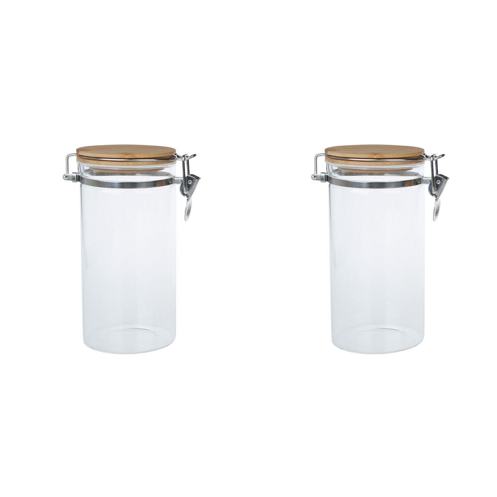 NF Living Glass Cannister Airtight Seal 10x20cm Solid Clear (2 Pack)