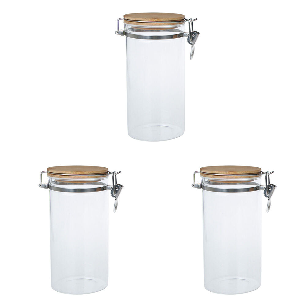 NF Living Glass Cannister Airtight Seal 10x20cm Solid Clear (3 Pack)