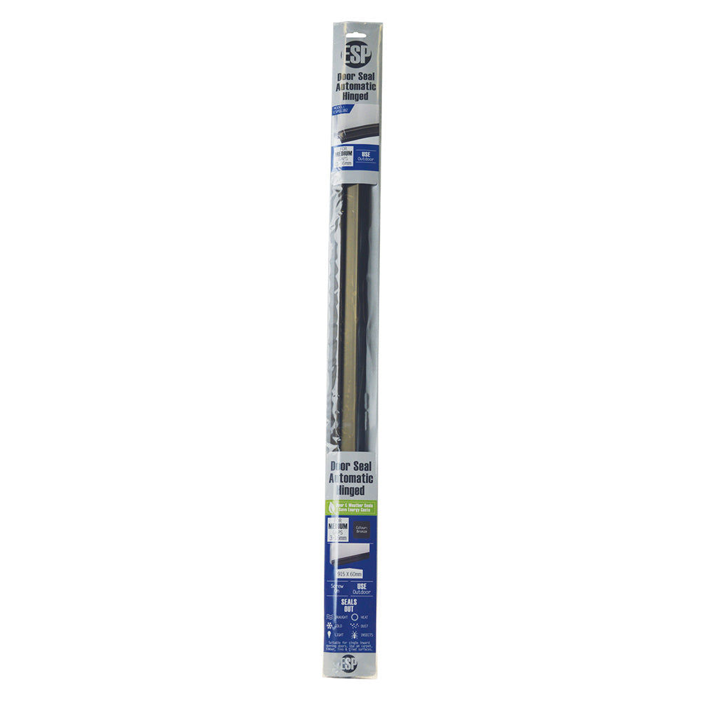 Esp Automatic Hinged Aluminium Door Seal Weather Draught Sealer 915x60mm Bronze