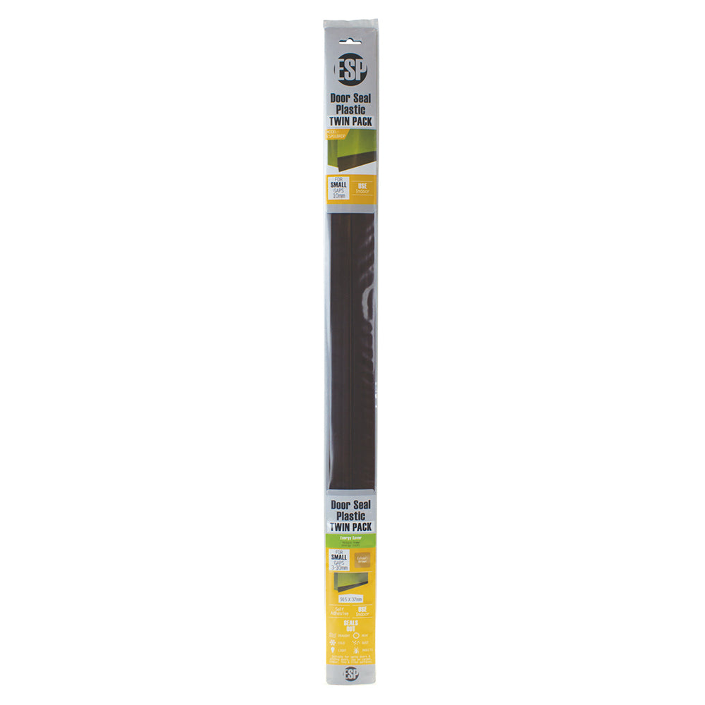 Esp PVC Plastic Door Seal Self Adhesive Weather Draught Sealer 915x37mm Brown