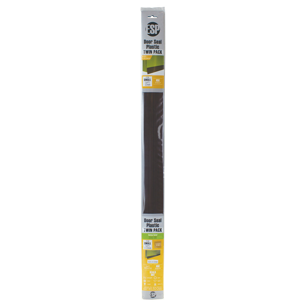 Esp 915x37mm Plastic Door Seal Self Adhesive Weather Draught Sealer Brown (2 Pieces)