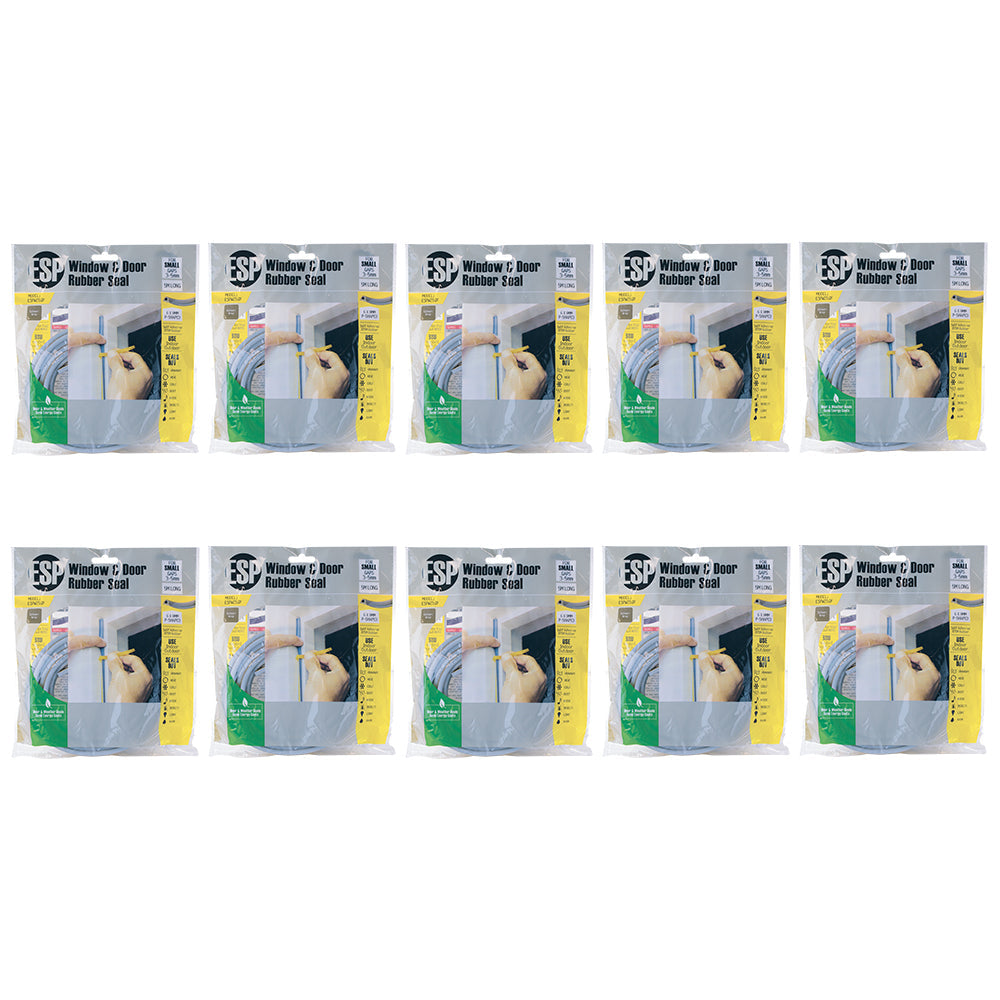 Esp Window & Door Rubber P-Shaped Weather Seal Draught Adhesive 6x9mm Grey (10 Pack)