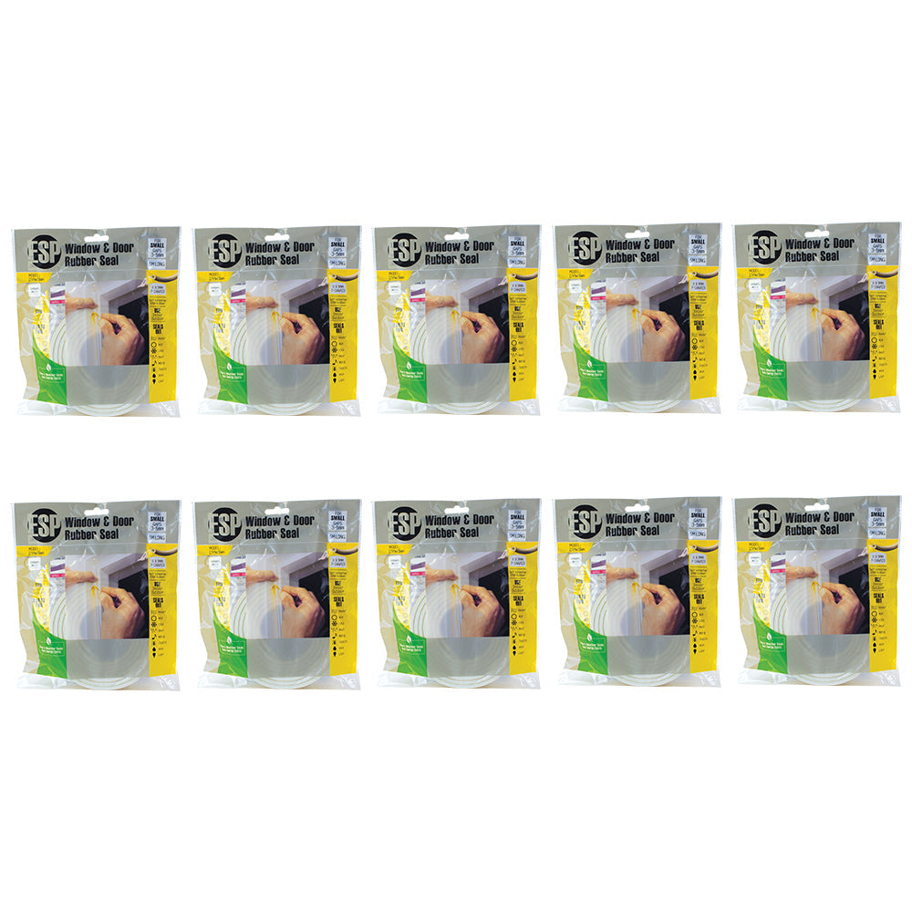 Esp Window & Door Rubber P-Shaped Weather Seal Draught Adhesive 6x9mm White (10 Pack)