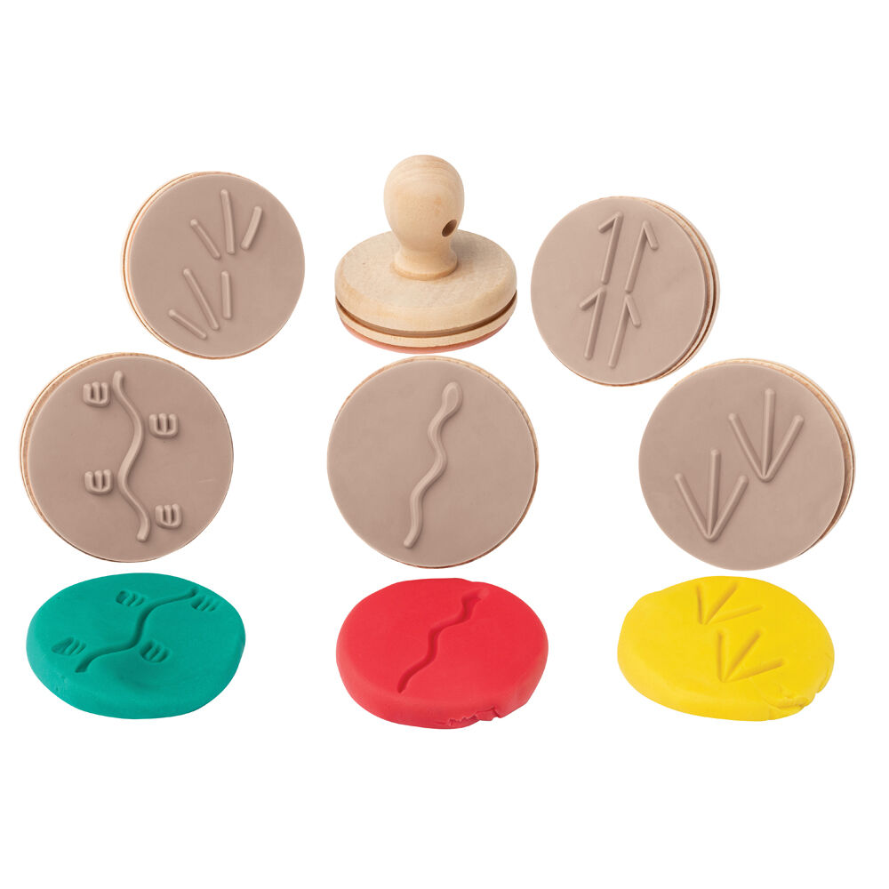 Educational Colours Brown Wooden Dough Patterned Stamps - Indigenous Ani Track — image 2