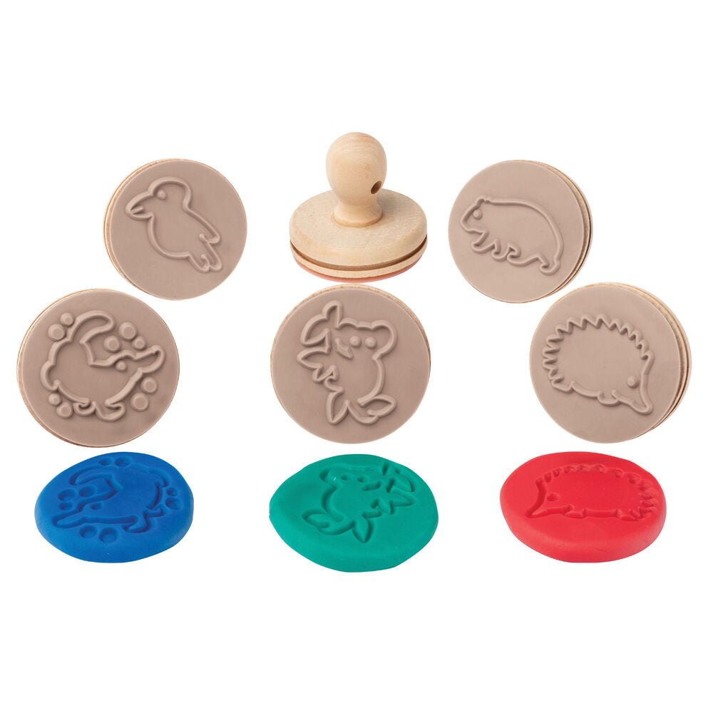 Educational Colours Brown Wooden Dough Patterned Stamps - Animals — image 2