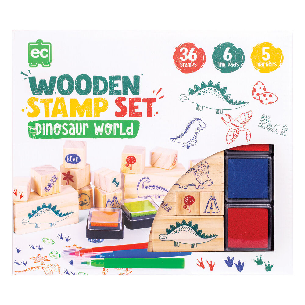 Learning Can BE Fun Wooden Patterned Stamp Set Dinosaurs Brown (2 Pack) — image 2