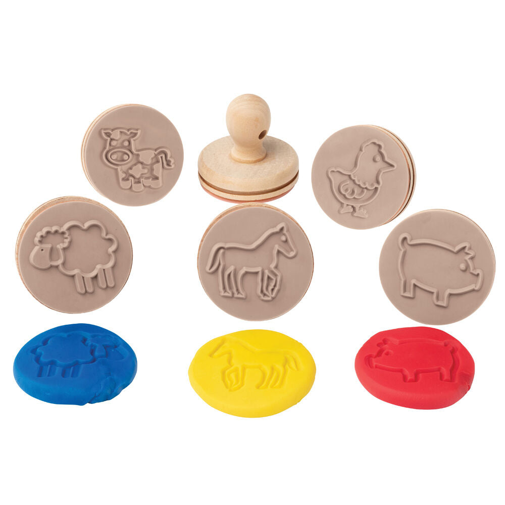 Educational Colours Brown Wooden Dough Patterned Stamps - Farm — image 2