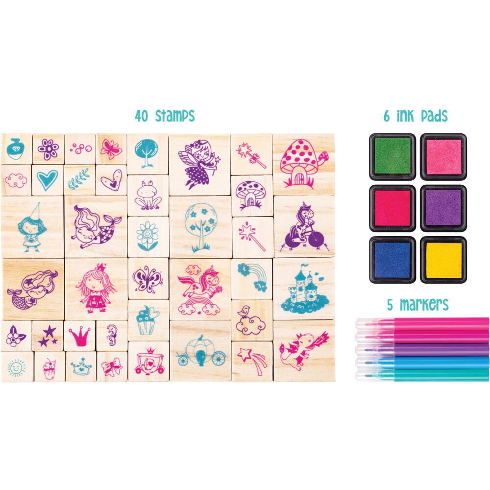 Learning Can BE Fun Brown Wooden Patterned Stamp Set Once Upon a Time — image 2