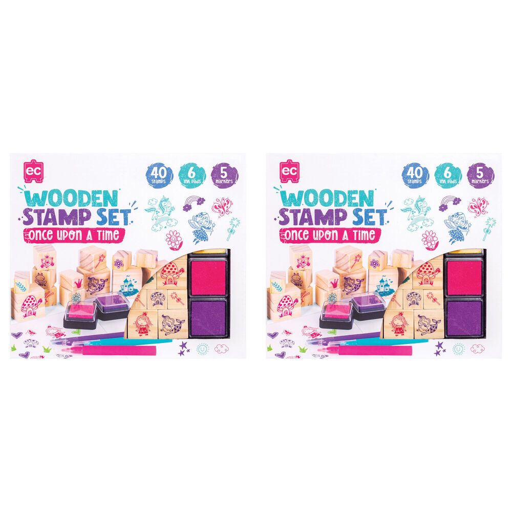 Learning Can BE Fun Wooden Patterned Stamp Set Once Upon a Time Brown (2 Pack)