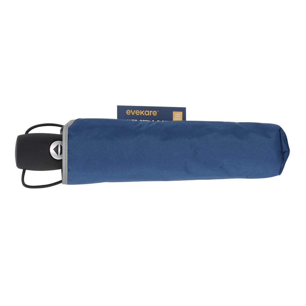 Evekare Auto Open/Close Folding One Button Umbrella Compact Soft Grip Blue 112cm — image 3