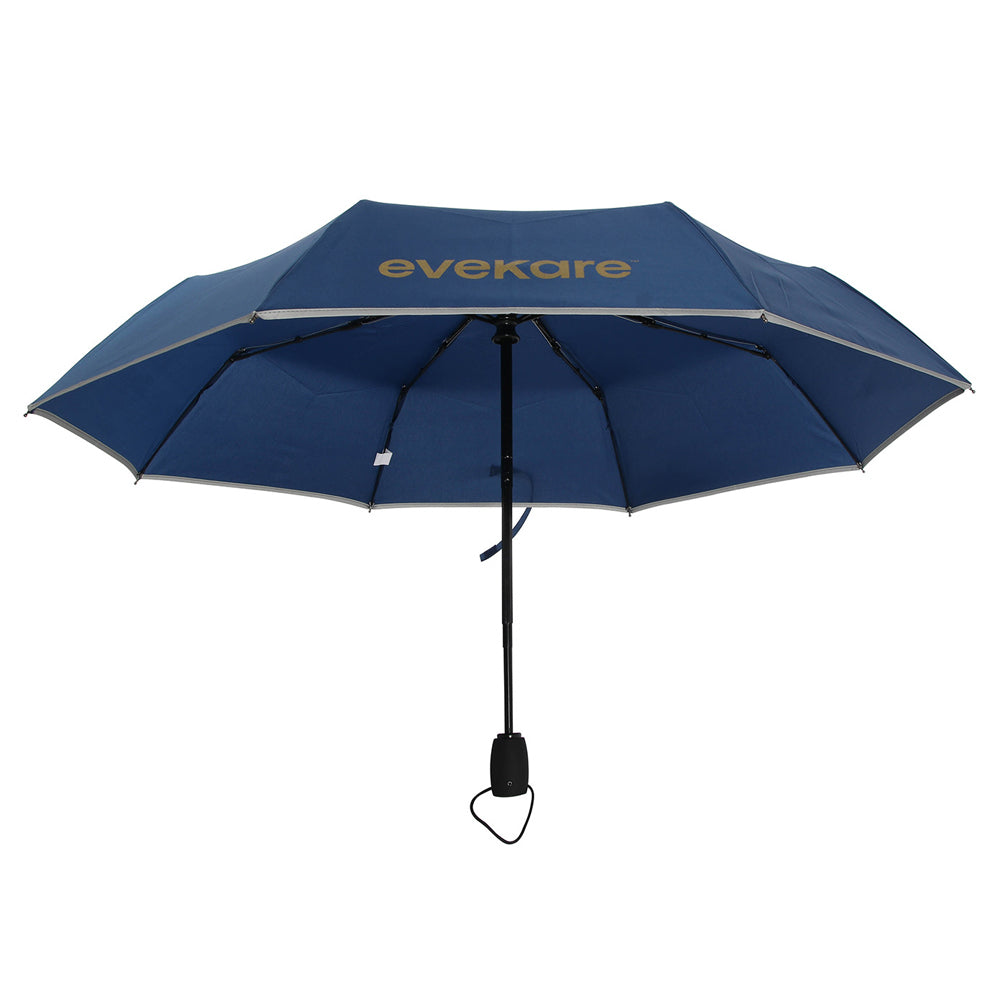 Evekare Auto Open/Close Folding One Button Umbrella Compact Soft Grip Blue 112cm