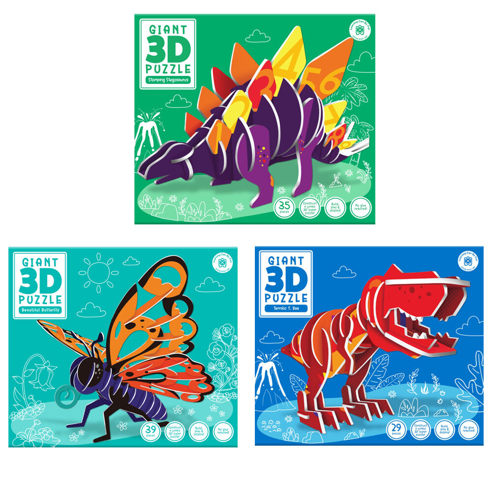 Learning Can BE Fun Giant Kids 3D Puzzles Set Dinosaurs/Butterfly Theme (103 Pieces)