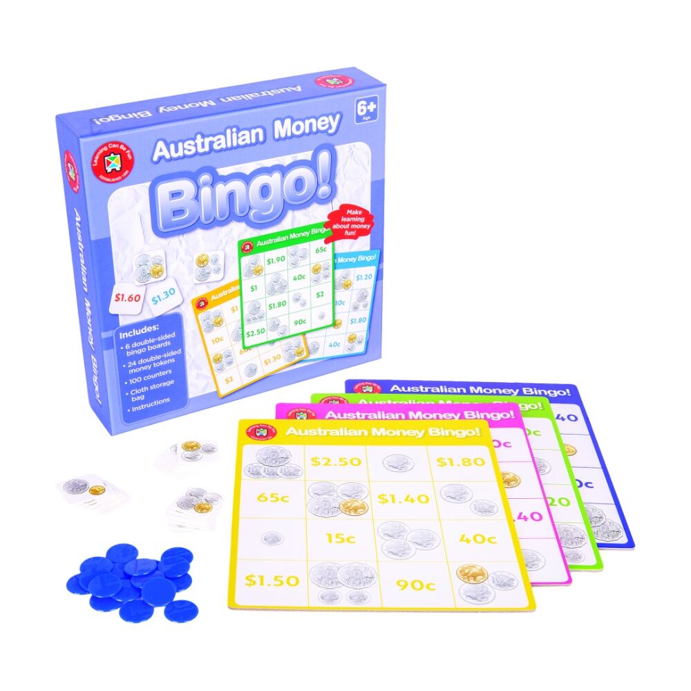 Learning Can BE Fun 6y+ Australian Money Bingo Educational Counting Game — image 2