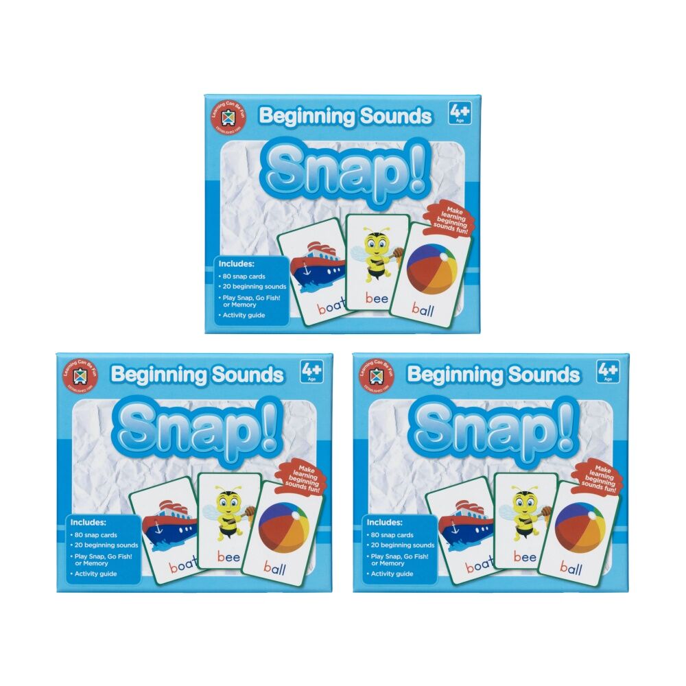 Learning Can BE Fun Beginning Sounds Snap! 80 Cards Kids Phonics Game 4y+ (3 Pack)