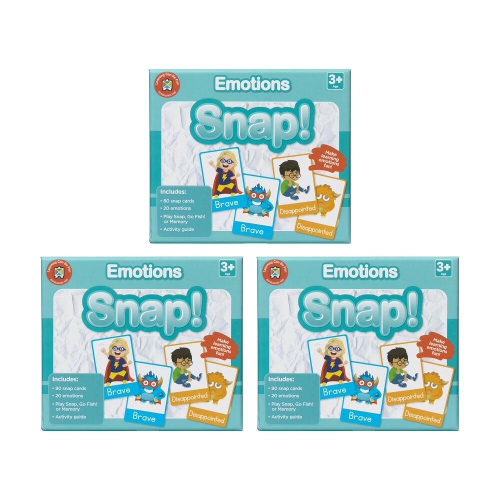 Learning Can BE Fun Emotions Snap! 80 Cards Identify Feelings Kids Game 3y+ (3 Pack)