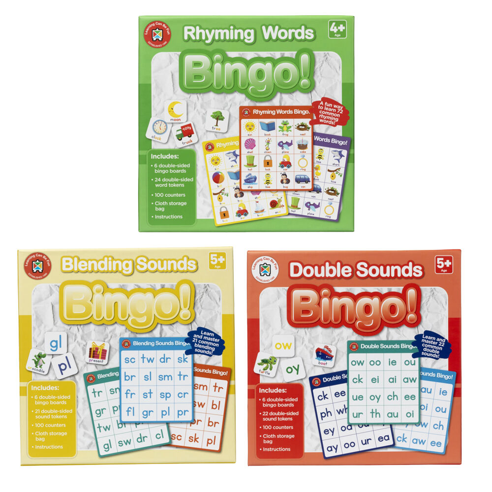 Learning Can BE Fun 5y+ Phonics Bingo Kids Educational Games Set Colourful