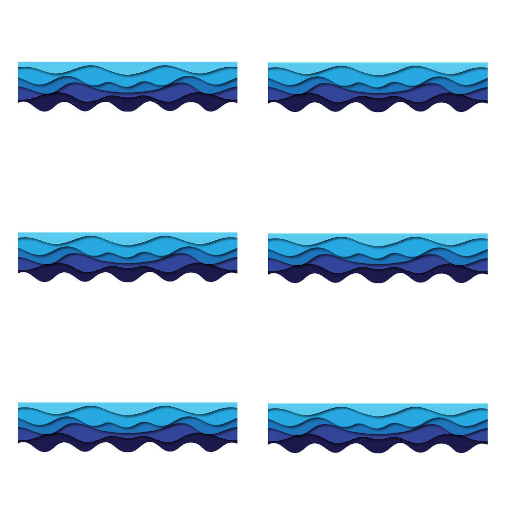 Learning Can BE Fun 12pc Learning Can Be Fun Ocean Waves Scalloped Border Pack 90cm x 7.5cm (6 Pack)