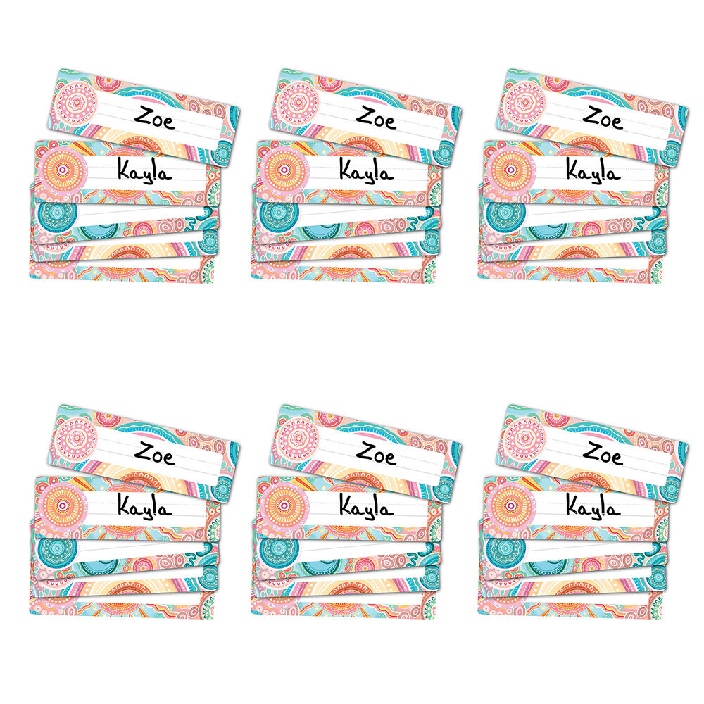 Learning Can BE Fun 30pc Learning Can Be Fun Sacred Country Adhesive Name Plates 24x8cm (6 Pack)