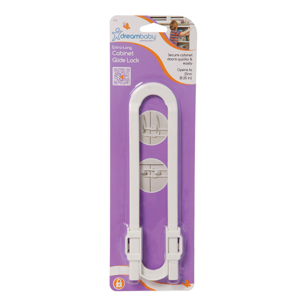 Dreambaby Child/Toddler Protection/Safety Extra Long Cabinet Glide Latch/Lock