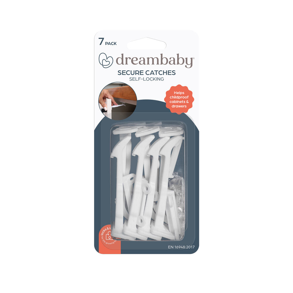 Dreambaby Baby/Kids Self Locking Safety Secure Catches White (7 Pieces)