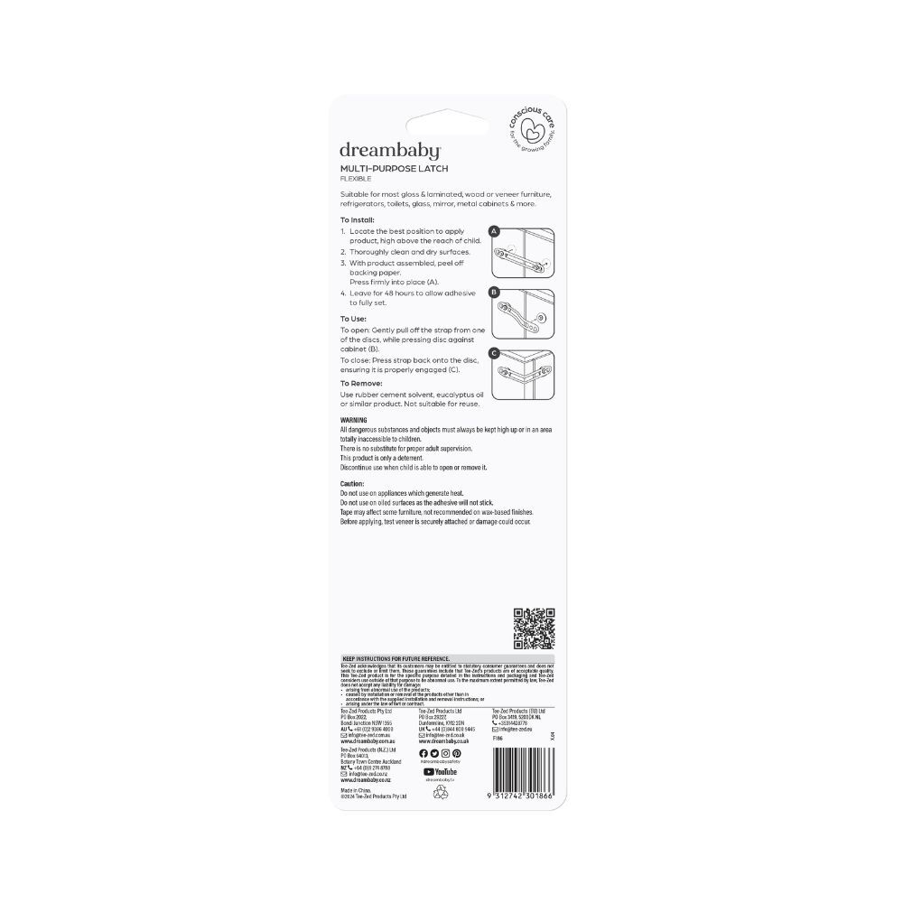 Dreambaby Multi Purpose Baby/Children Safety Adhesive Door Latches/Seal 18cm (6 Pack) — image 8
