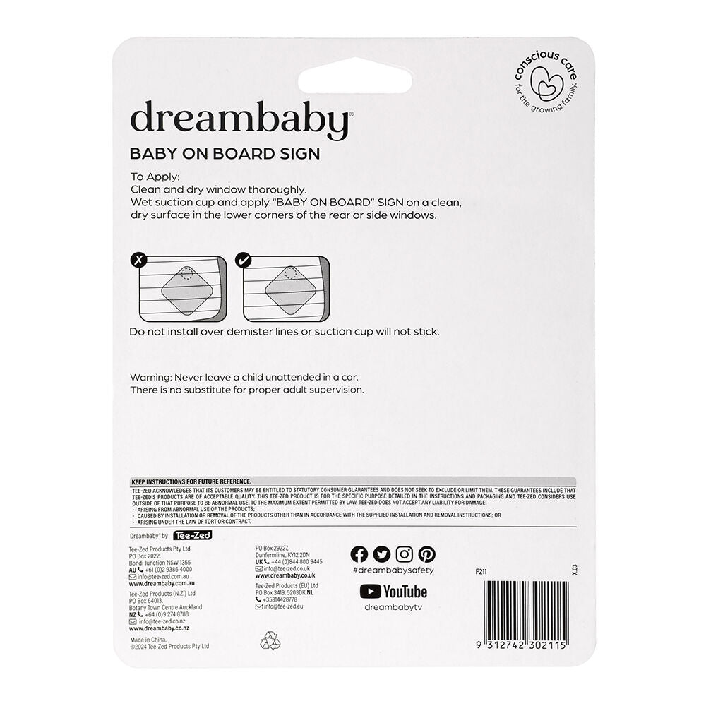 Dreambaby Baby On Board Car Sign Alert Kids/Children Safety Protection Yellow — image 4