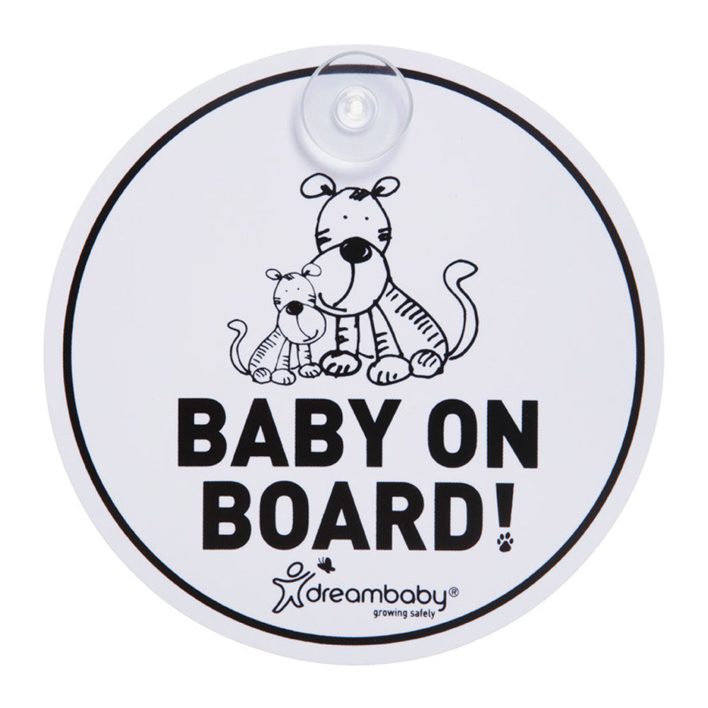 Dreambaby Baby On Board Car Windscreen Suction Display Sign Tigers 13.5cm Round