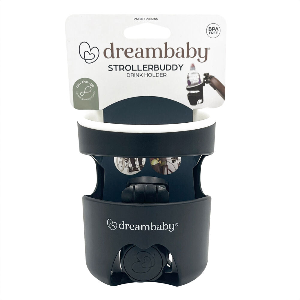 Dreambaby Drink/Bottle/Sippy Cup Holder w/ Clamp For Stroller/Pram Black/White — image 2