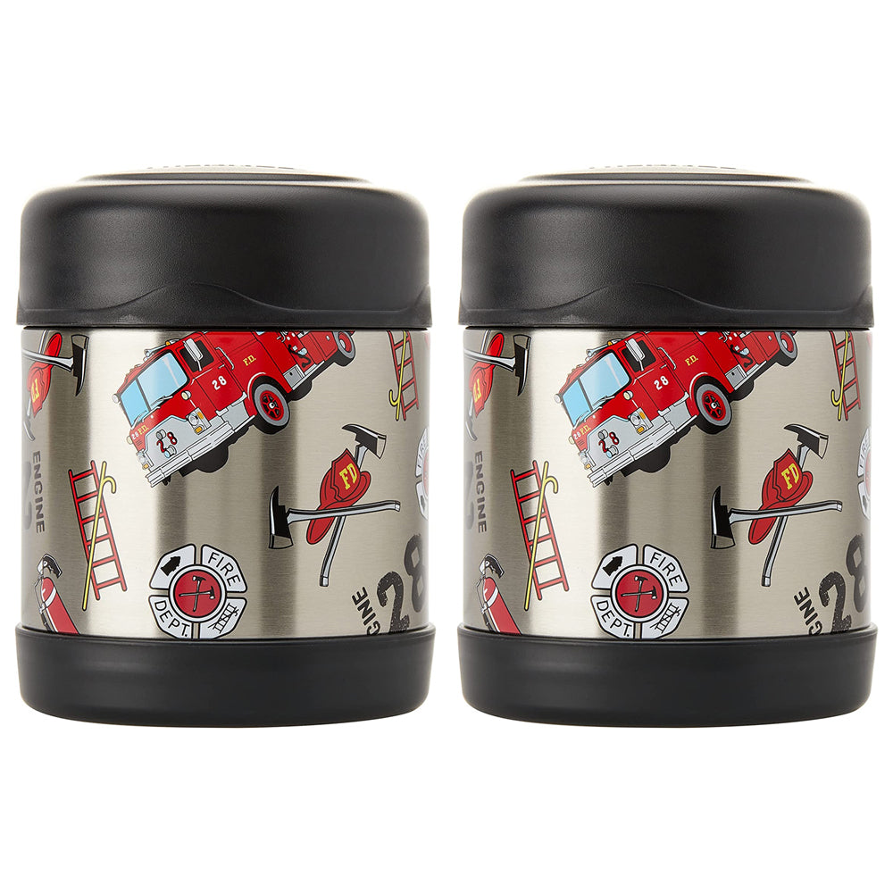 Thermos 290ml Funtainer Vacuum Insulated Food Jar Fire Truck Stainless Steel (2 Pack)