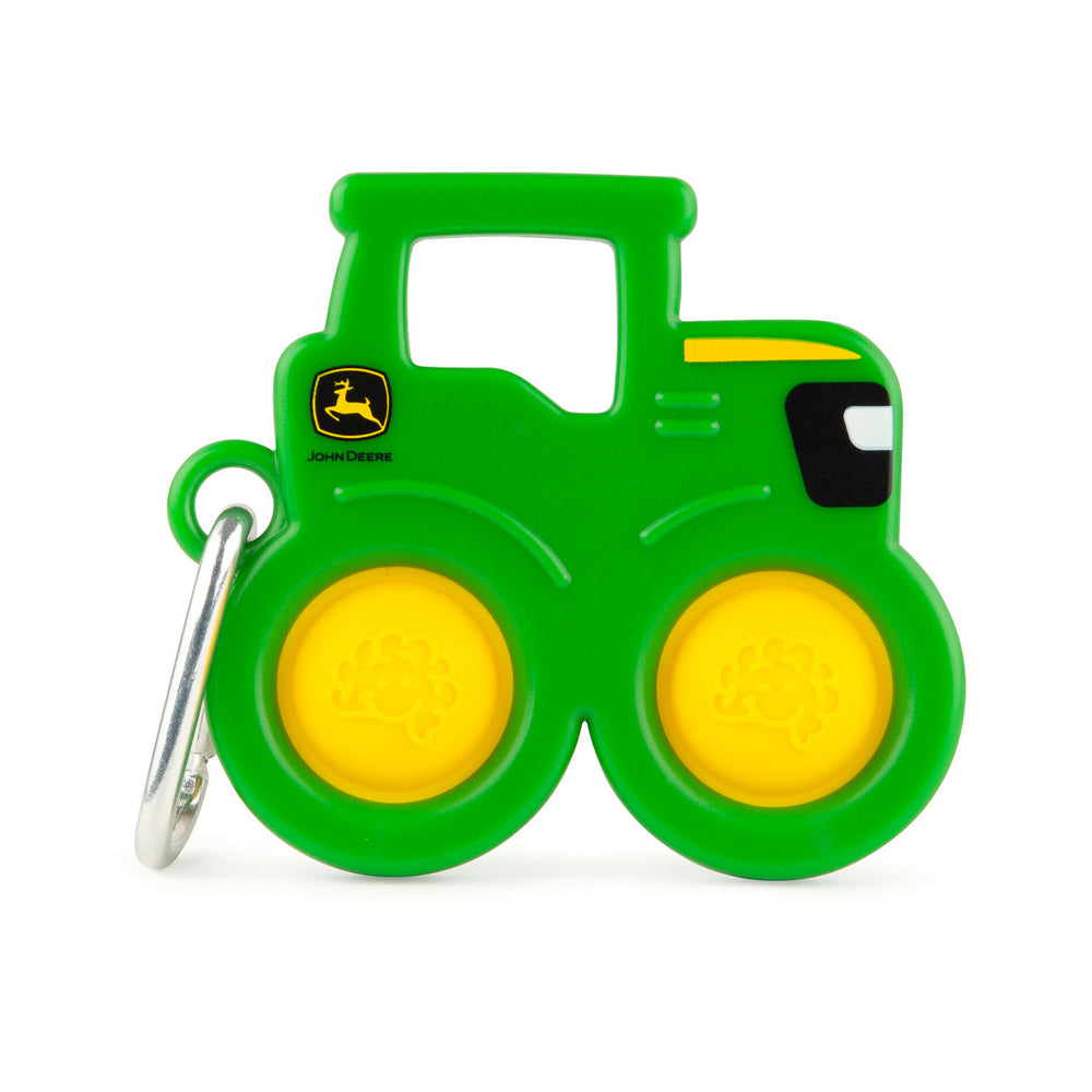 John Deere Simpl Dimpl Tractor Hanging Key Chain Kids Silicone Toy 9cm 3y+