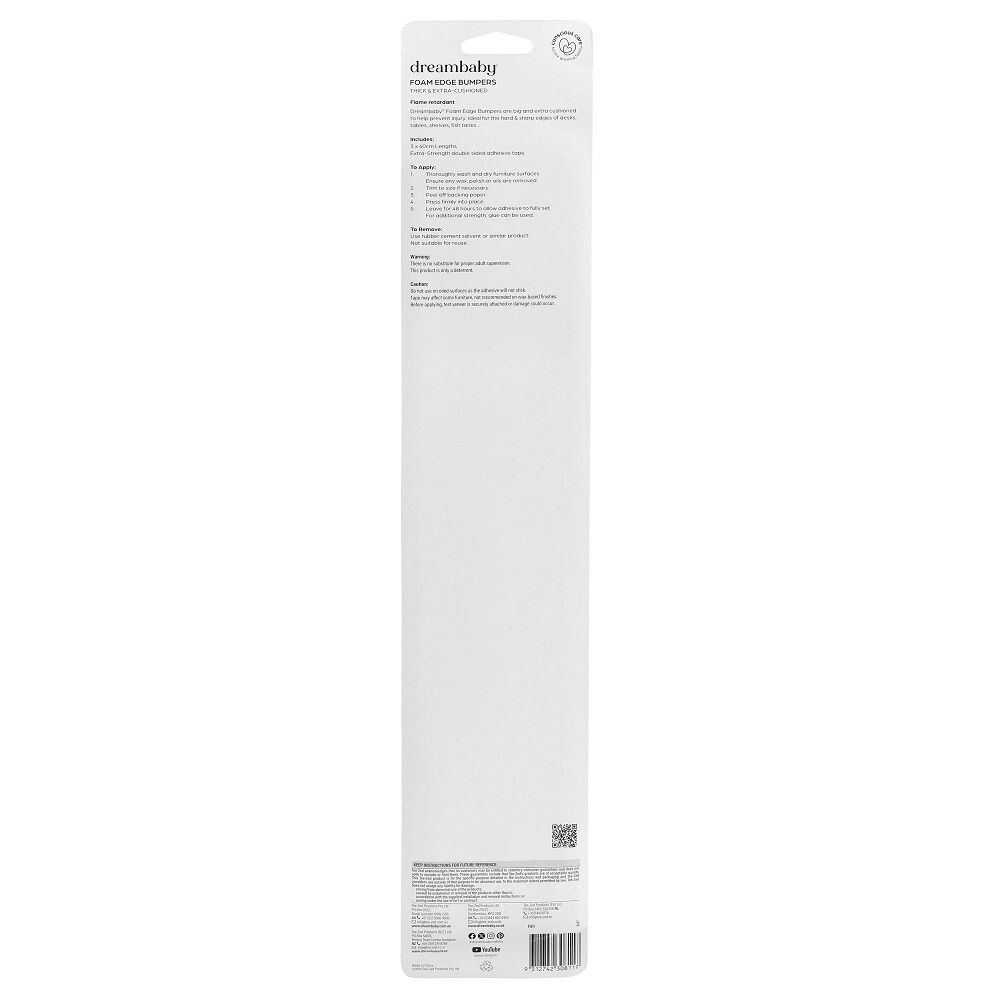 Dreambaby Baby/Toddler Safety/Protection Cabinet/Table Foam Edge Bumper 40cm (3 Pieces) — image 2
