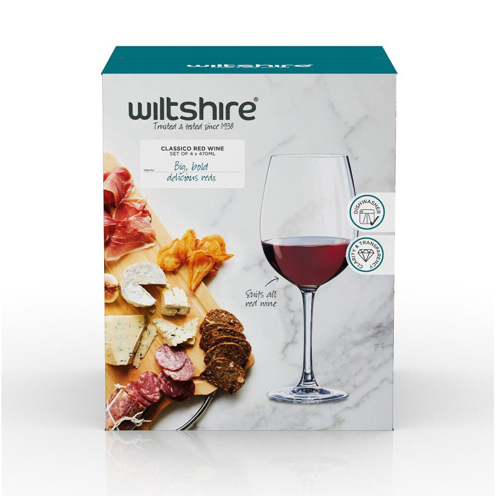 Wiltshire Classico Red Wine/Beverage Drinking Glasses Cups Set 470ml (4 Pieces) — image 3