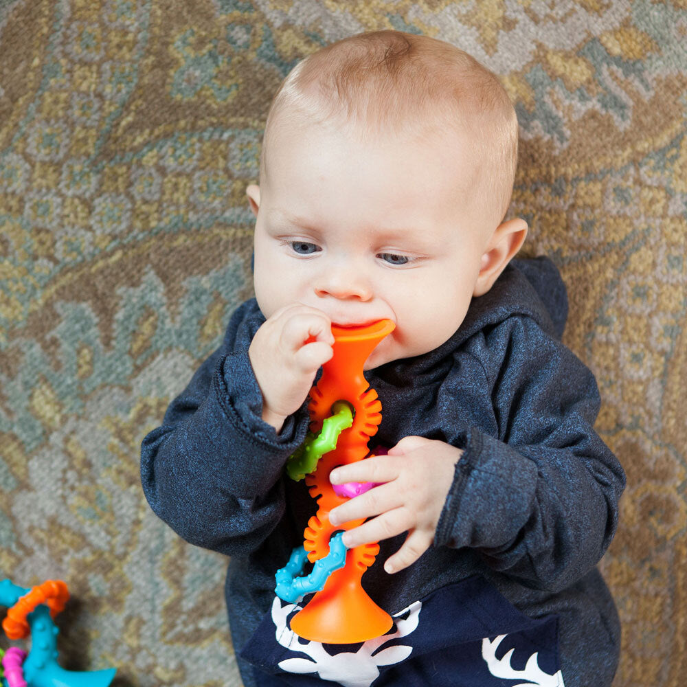 Fat Brain Toy Co. Fat Brain Toys 15cm PipSquigz Loops Sensory Silicone Toy 6m+ Baby/Child Orange — image 5