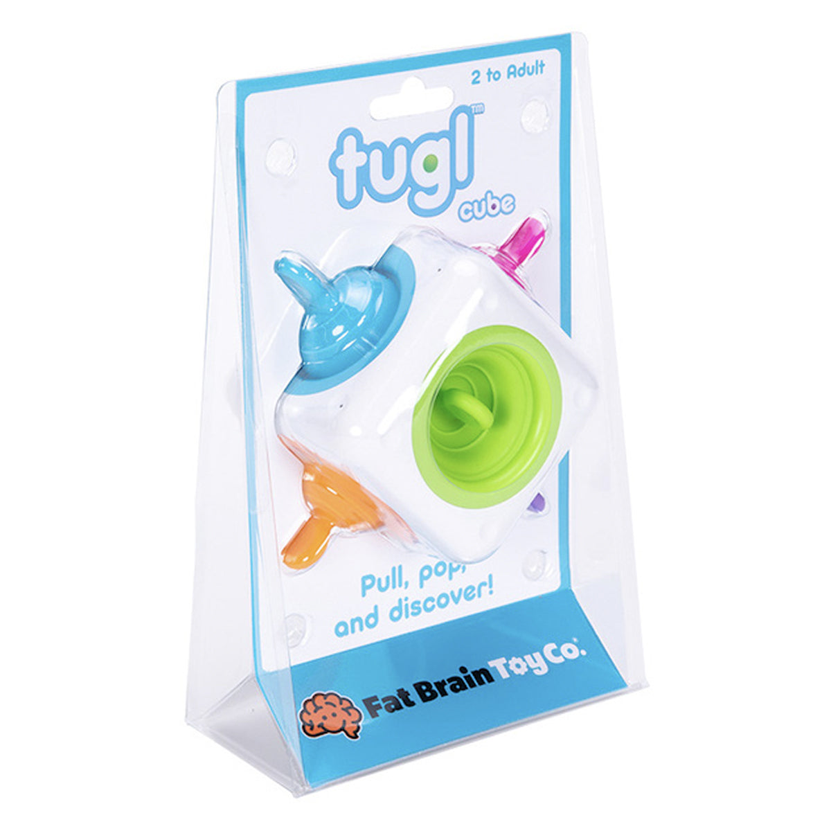Fat Brain Toy Co. Fat Brain Toys Co 14cm Silicone Tugl Cube Pull Pop Discovery Kids Sensory Toy 2+